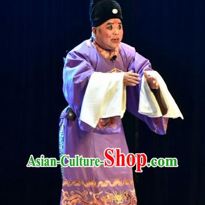 Fenyang King Chinese Shanxi Opera Clown Apparels Costumes and Headpieces Traditional Jin Opera Chou Role Garment Eunuch Clothing