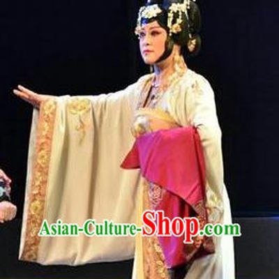 Chinese Jin Opera Countess Garment Costumes and Headdress Fenyang King Traditional Shanxi Opera Rani Apparels Dame Dress