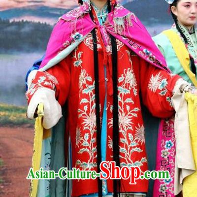 Chinese Jin Opera Young Female Garment Costumes and Headdress Shuang Luo Shan Traditional Shanxi Opera Hua Tan Apparels Diva Su Yun Red Dress