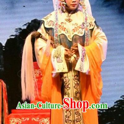 Chinese Jin Opera Goddess Garment Costumes and Headdress The Lotus Lantern Traditional Shanxi Opera Hua Tan Apparels Actress Dress