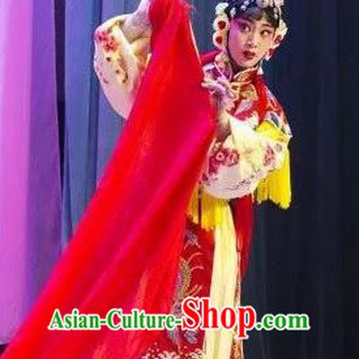 Chinese Jin Opera Actress Garment Costumes and Headdress The Lotus Lantern Traditional Shanxi Opera Hua Tan Apparels Goddess Dress