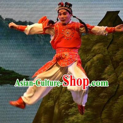 The Lotus Lantern Chinese Shanxi Opera Wusheng Apparels Costumes and Headpieces Traditional Jin Opera Young Male Garment Takefu Liu Chenxiang Clothing