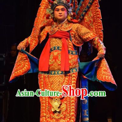 Shou Jiang Wei Chinese Shanxi Opera General JIang Wei Kao Apparels Costumes and Headpieces Traditional Jin Opera Army Pioneer Garment Armor Clothing with Flags