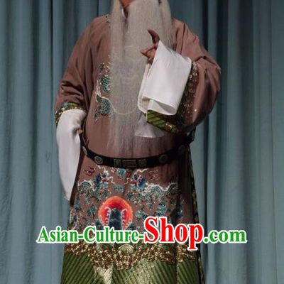 Mu Guiying Command Chinese Shanxi Opera Old Minister Apparels Costumes and Headpieces Traditional Jin Opera Elderly Male Garment Politician Kou Zhun Clothing