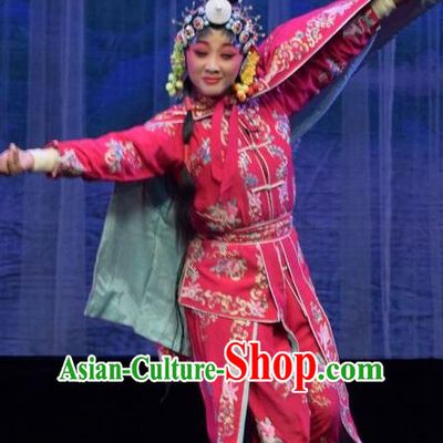 Chinese Jin Opera Martial Lady Garment Costumes and Headdress Mu Guiying Command Traditional Shanxi Opera Actress Apparels Swordswoman Yang Jinhua Dress