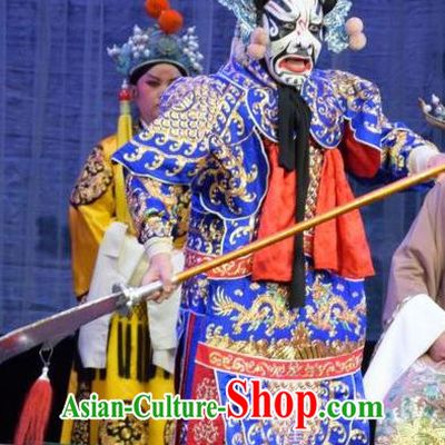Mu Guiying Command Chinese Shanxi Opera General Wang Lun Kao Apparels Costumes and Headpieces Traditional Jin Opera Jing Role Garment Armor Clothing with Flags