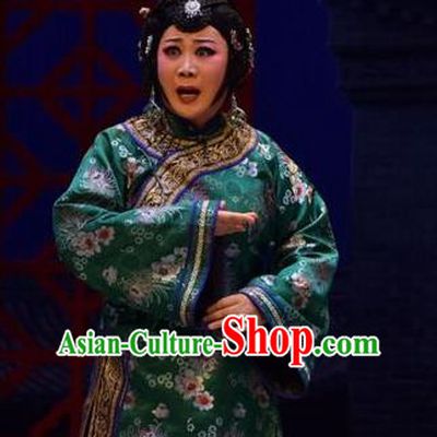 Chinese Jin Opera Elderly Female Liang Huimei Garment Costumes and Headdress The Legend of Jin E Traditional Shanxi Opera Dame Apparels Rich Woman Dress