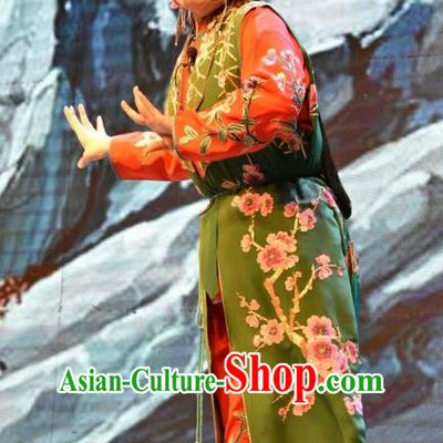 Chinese Jin Opera Maidservant Shou Chun Garment Costumes and Headdress Shi Zi Jing Feng Traditional Shanxi Opera Young Lady Apparels Xiaodan Dress