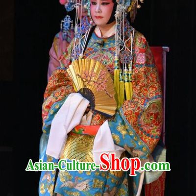 Chinese Jin Opera Princess Garment Costumes and Headdress Ming Gong Duan Traditional Shanxi Opera Court Female Apparels Hua Tan Red Dress