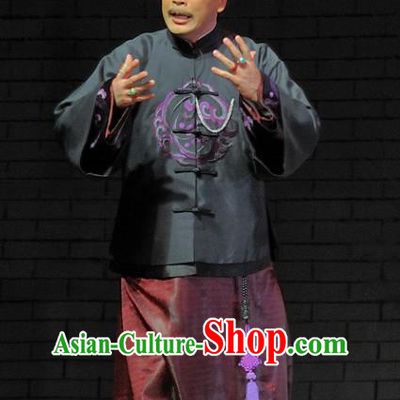 Red Lantern Chinese Shanxi Opera Landlord Apparels Costumes Traditional Jin Opera Elderly Male Garment Old Man Clothing