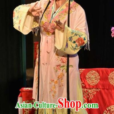 Chinese Clapper Opera Rich Lady Garment Costumes and Headdress The Crimson Palm Traditional Bangzi Opera Hua Tan Apparels Actress Wang Qianjin Dress