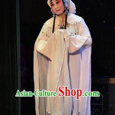 Chinese Clapper Opera Diva Wang Qianjin Garment Costumes and Headdress The Crimson Palm Traditional Bangzi Opera Actress Apparels Distress Maiden Dress