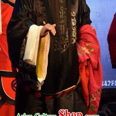 The Crimson Palm Chinese Bangzi Opera Official Apparels Costumes and Headpieces Traditional Clapper Opera Laosheng Garment Magistrate Clothing