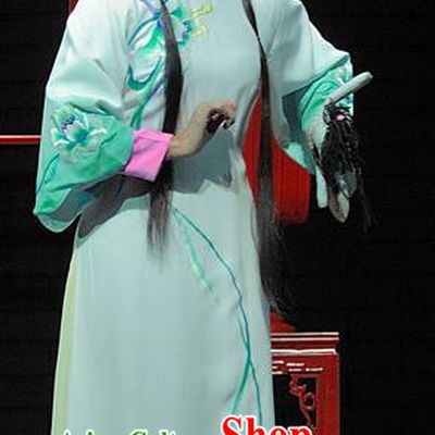 Chinese Jin Opera Diva Song Lian Garment Costumes and Headdress Red Lantern Traditional Shanxi Opera Actress Apparels Young Female Green Dress