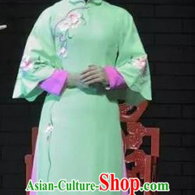 Chinese Jin Opera Actress Song Lian Garment Costumes and Headdress Red Lantern Traditional Shanxi Opera Young Female Apparels Diva Green Dress