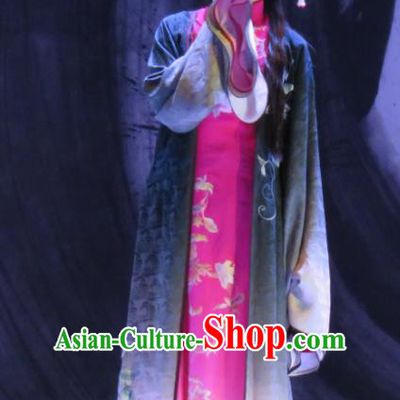 Chinese Henan Opera Young Female Garment Costumes and Headdress Huang Ye Hong Lou Traditional Qu Opera Mistress Apparels Distress Woman Li Wan Dress