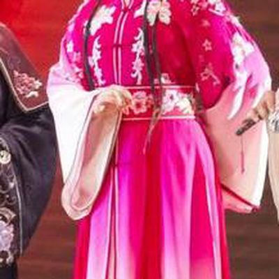 Chinese Henan Opera Young Beauty Garment Costumes and Headdress Huang Ye Hong Lou Traditional Qu Opera Hua Tan Apparels Actress Rosy Dress