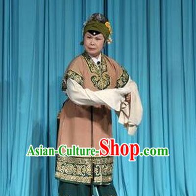 Chinese Shandong Opera Laodan Garment Costumes and Headdress Forced Marriage Traditional Lu Opera Elderly Female Apparels Dame Lan Dress