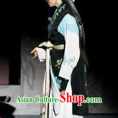 Chinese Shandong Opera Maidservant Garment Costumes and Headdress Chang Bai Han Ru Traditional Lu Opera Female Apparels Dame Dress