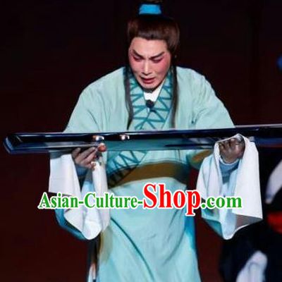 Chang Bai Han Ru Chinese Lu Opera Young Male Apparels Costumes and Headpieces Traditional Shandong Opera Xiaosheng Garment Scholar Zhu Yue Clothing