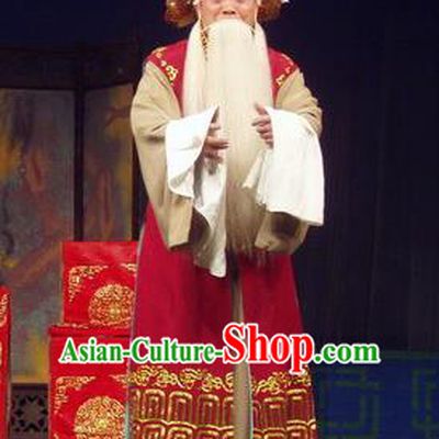 Jiu Ling Jiu Zhu Chinese Qu Opera Laosheng Apparels Costumes and Headpieces Traditional Henan Opera Elderly Male Garment Prime Minister Zhang Jiuling Clothing