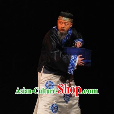 Under the Red Banner Chinese Qu Opera Elderly Male Apparels Costumes and Headpieces Traditional Beijing Opera Garment Qing Dynasty Landlord Clothing