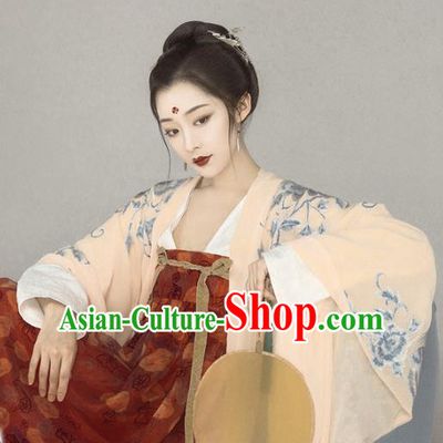 Chinese Drama Ancient Imperial Consort Red Dress Traditional Hanfu Apparels Tang Dynasty Court Woman Historical Costumes and Headpieces Complete Set