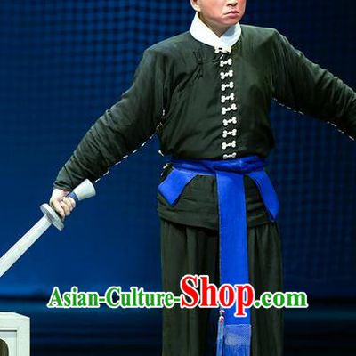 Jin Lian Chinese Hubei Hanchu Opera Martial Male Apparels Costumes and Headpieces Traditional Han Opera Wusheng Garment Hero Wu Song Clothing