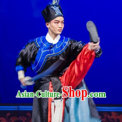 Xian Jie Bian Chinese Hubei Hanchu Opera Swordsman Apparels Costumes and Headpieces Traditional Han Opera Martial Male Garment Wusheng Clothing