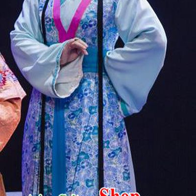 Chinese Han Opera Servant Girl Garment Jin Lian Costumes and Headdress Traditional Hubei Hanchu Opera Xiaodan Apparels Young Lady Dress