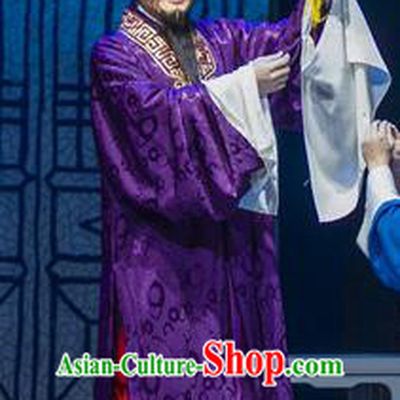 Jin Lian Chinese Hubei Hanchu Opera Elderly Male Apparels Costumes and Headpieces Traditional Han Opera Landlord Garment Merchant Zhang Dahu Clothing