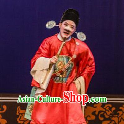 Xian Jie Bian Chinese Hubei Hanchu Opera Magistrate Luan Apparels Costumes and Headpieces Traditional Han Opera Chou Role Garment Official Clothing
