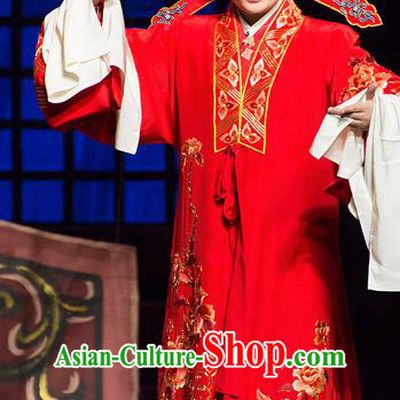 Yu Zhou Feng Chinese Hubei Hanchu Opera Xiaosheng Apparels Costumes and Headpieces Traditional Han Opera Young Male Garment Bridegroom Kuang Fu Clothing