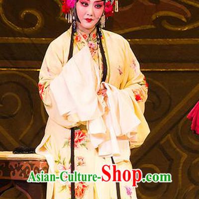 Chinese Han Opera Diva Garment Yu Zhou Feng Zhao Yanrong Costumes and Headdress Traditional Hubei Hanchu Opera Hua Tan Apparels Actress Dress