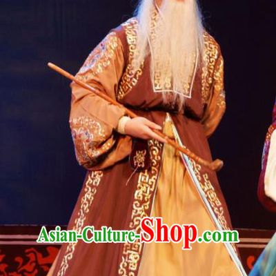 Hua Deng An Chinese Hubei Hanchu Opera Ministry Councillor Apparels Costumes and Headpieces Traditional Han Opera Elderly Male Garment Landlord Clothing