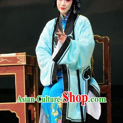 Chinese Han Opera Young Woman Garment Chun Niang Qu Costumes and Headdress Traditional Hubei Hanchu Opera Actress Apparels Diva Wang Chunniang Dress