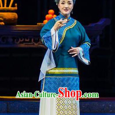 Chinese Han Opera Young Female Garment Shi Niang Costumes and Headdress Traditional Hubei Hanchu Opera Woman Apparels Actress Dress