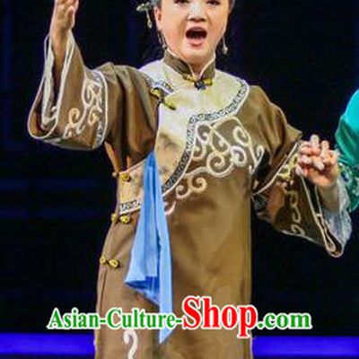 Chinese Han Opera Elderly Woman Garment Shi Niang Costumes and Headdress Traditional Hubei Hanchu Opera Apparels Dame Dress