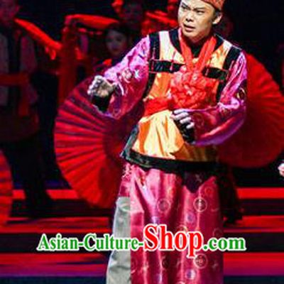 Shi Niang Chinese Hubei Hanchu Opera Wedding Apparels Costumes and Headpieces Traditional Han Opera Young Male Garment Bridegroom Clothing