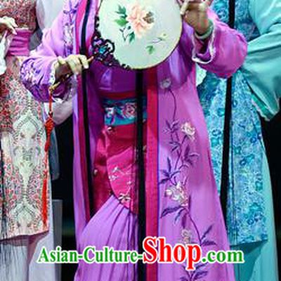 Chinese Han Opera Rich Consort Garment Jin Lian Costumes and Headdress Traditional Hubei Hanchu Opera Actress Apparels Young Female Rosy Dress