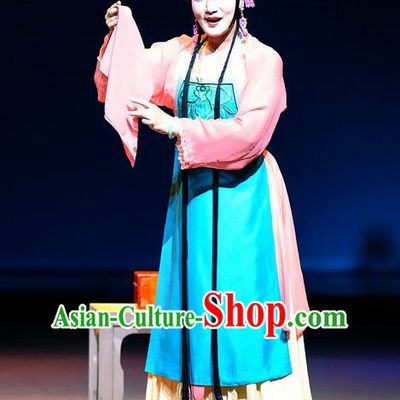 Chinese Han Opera Young Woman Pan Jinlian Garment Jin Lian Costumes and Headdress Traditional Hubei Hanchu Opera Actress Apparels Hua Tan Dress