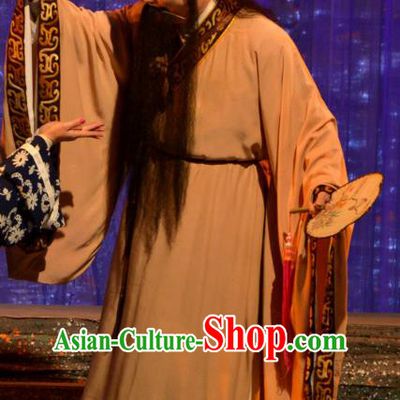 Butterfly Dream Chinese Hubei Hanchu Opera Laosheng Apparels Costumes and Headpieces Traditional Han Opera Elderly Male Garment Scholar Zhuang Zhou Clothing