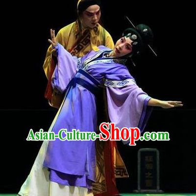 Chinese Han Opera Young Woman Garment Butterfly Dream Costumes and Headdress Traditional Hubei Hanchu Opera Apparels Actress Dress