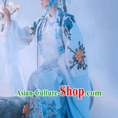 Chinese Traditional Beijing Opera Hanfu Apparels Ancient Nobility Lady Dress Ming Dynasty Patrician Female Historical Costumes and Headdress Complete Set