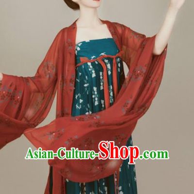 Chinese Traditional Tang Dynasty Imperial Concubine Hanfu Dress Apparels Ancient Noble Female Historical Costumes and Headwear Complete Set