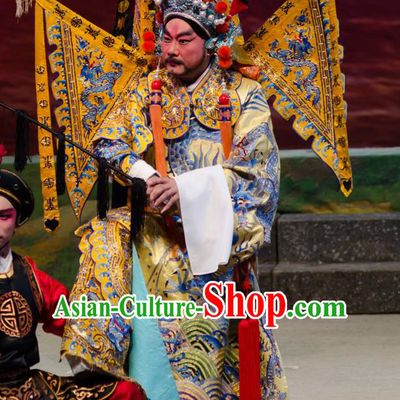 The Princess in Distress Chinese Guangdong Opera General Apparels Costumes and Headpieces Traditional Cantonese Opera Military Officer Garment Yelu Junxiong Clothing