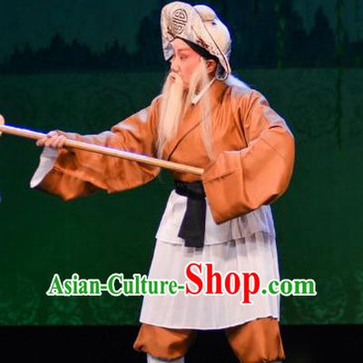 The Fairy Tale of White Snake Chinese Guangdong Opera Boatman Apparels Costumes and Headpieces Traditional Cantonese Opera Elderly Male Garment Laosheng Clothing