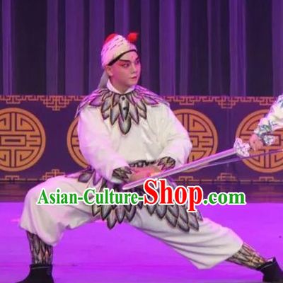 The Fairy Tale of White Snake Chinese Guangdong Opera Martial Male Apparels Costumes and Headpieces Traditional Cantonese Opera Swordsman Garment Wusheng Clothing