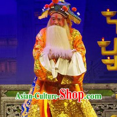 Chinese Guangdong Opera Elderly Male Wu Zixu Apparels Costumes and Headpieces Traditional Cantonese Opera Laosheng Garment Duke Clothing