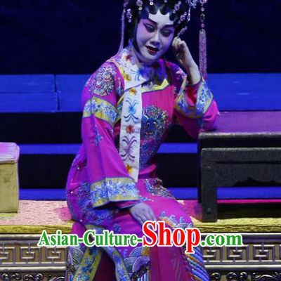 Chinese Cantonese Opera Court Woman Garment Prince Rui and Concubine Zhuang Costumes and Headdress Traditional Guangdong Opera Apparels Queen Rosy Dress